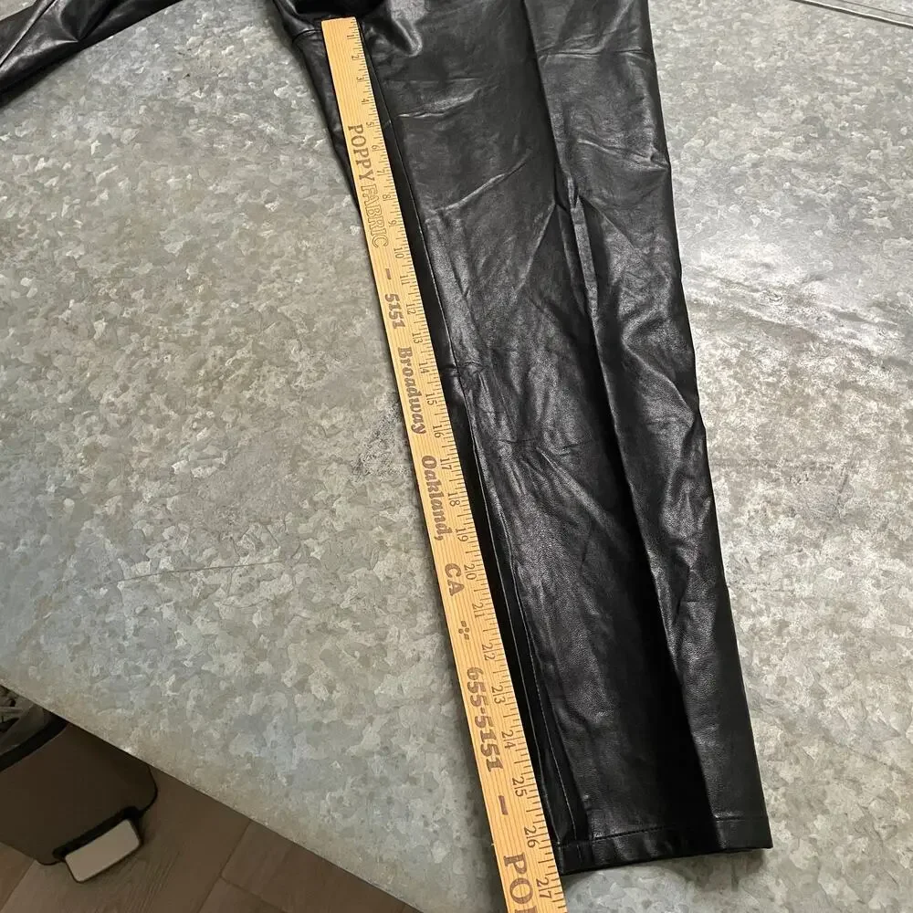 NWOT Michael Kors Faux Leather Pants Womens 12 Black Gold Buttons